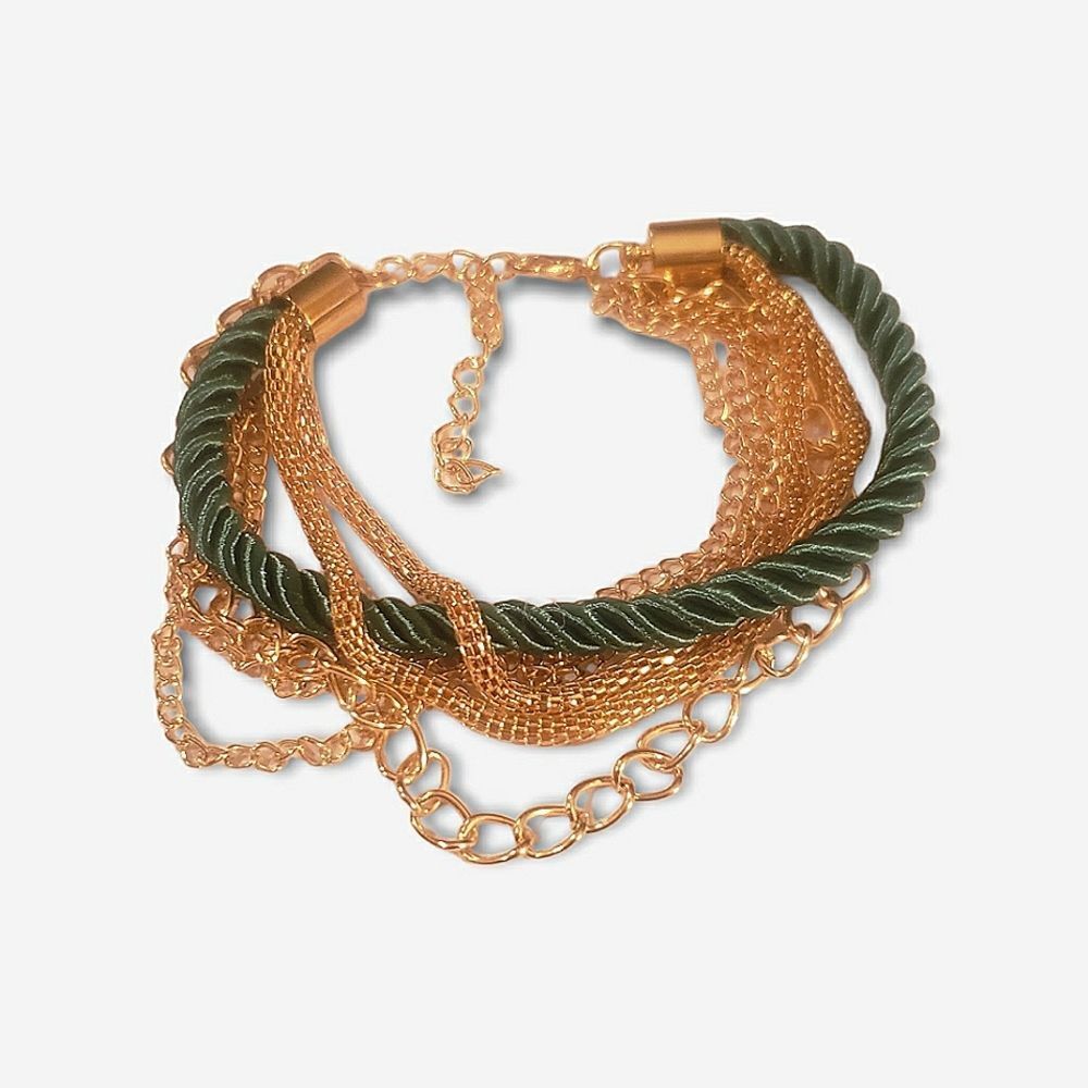 NWOT goldtone layered bracelet, green